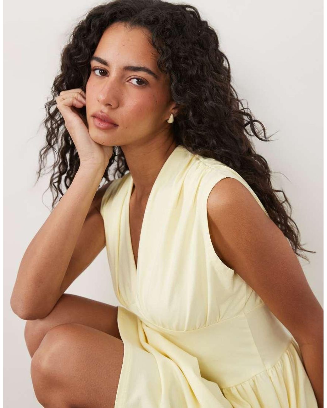 ASOS Natural Short Sleeve Cinched