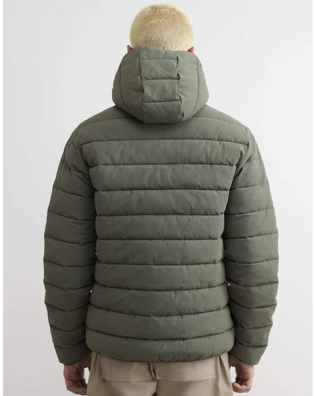 River Island Gray Muscle Fit Puffer Jacket for men