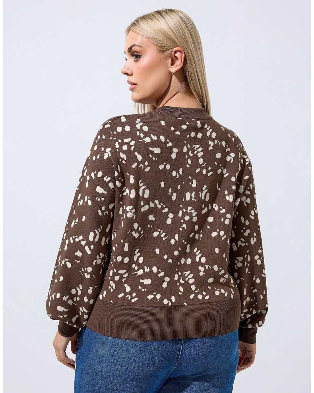 Yours Clothing Blue Deer Print Cardigan