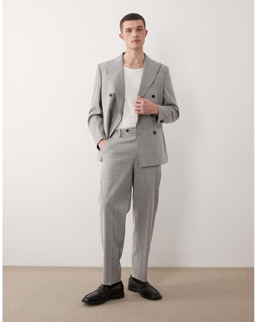 ASOS Gray Relaxed Tapered Suit Pants for men