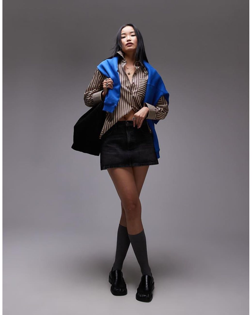 TOPSHOP Blue Denim Pelmet Mini Skirt