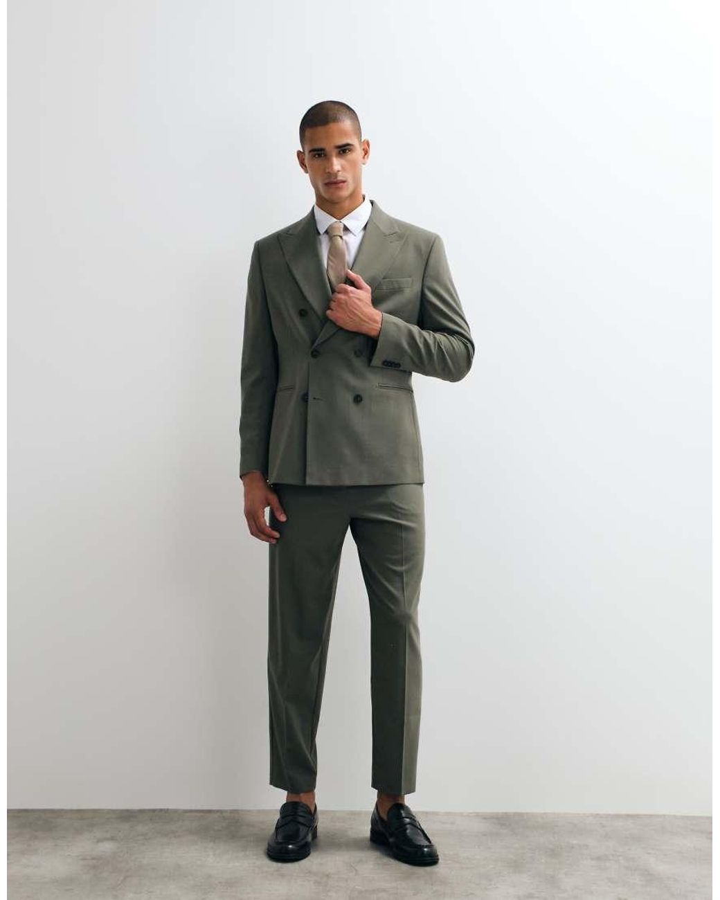 ASOS Green Regular Double Breasted Suit Blazer for men