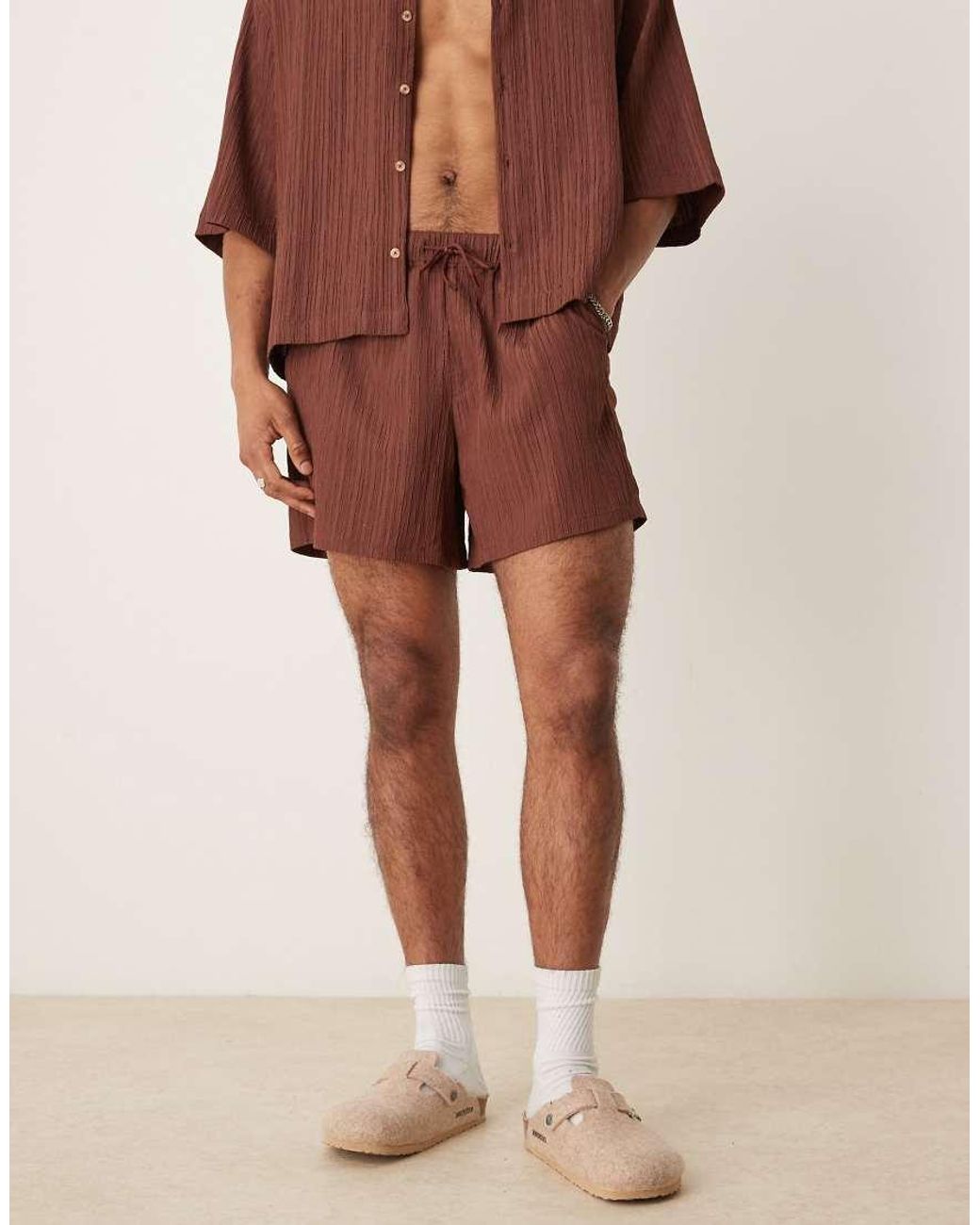 ASOS Brown Textured Shorts for men