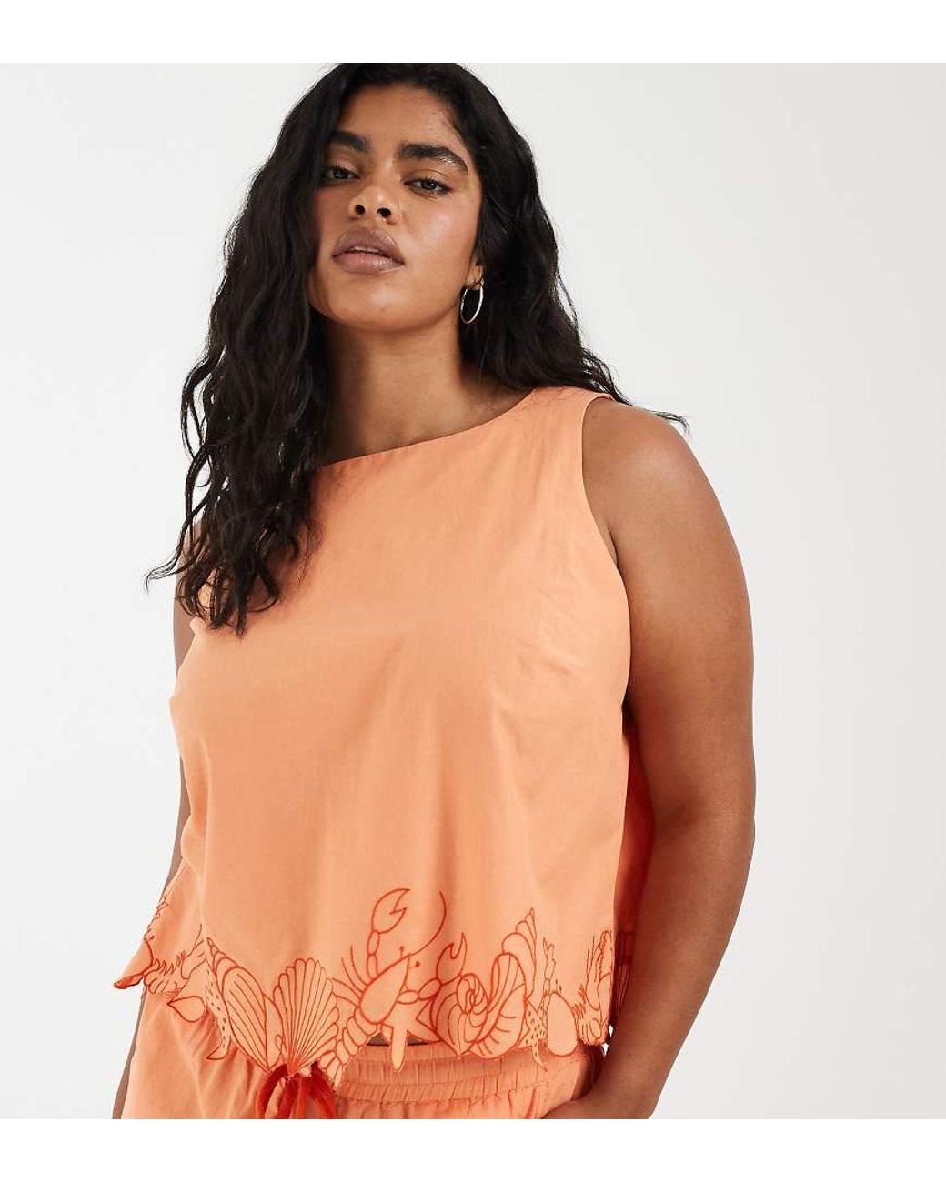 Vero Moda Orange Sleeveless Cropped Top Co-ord