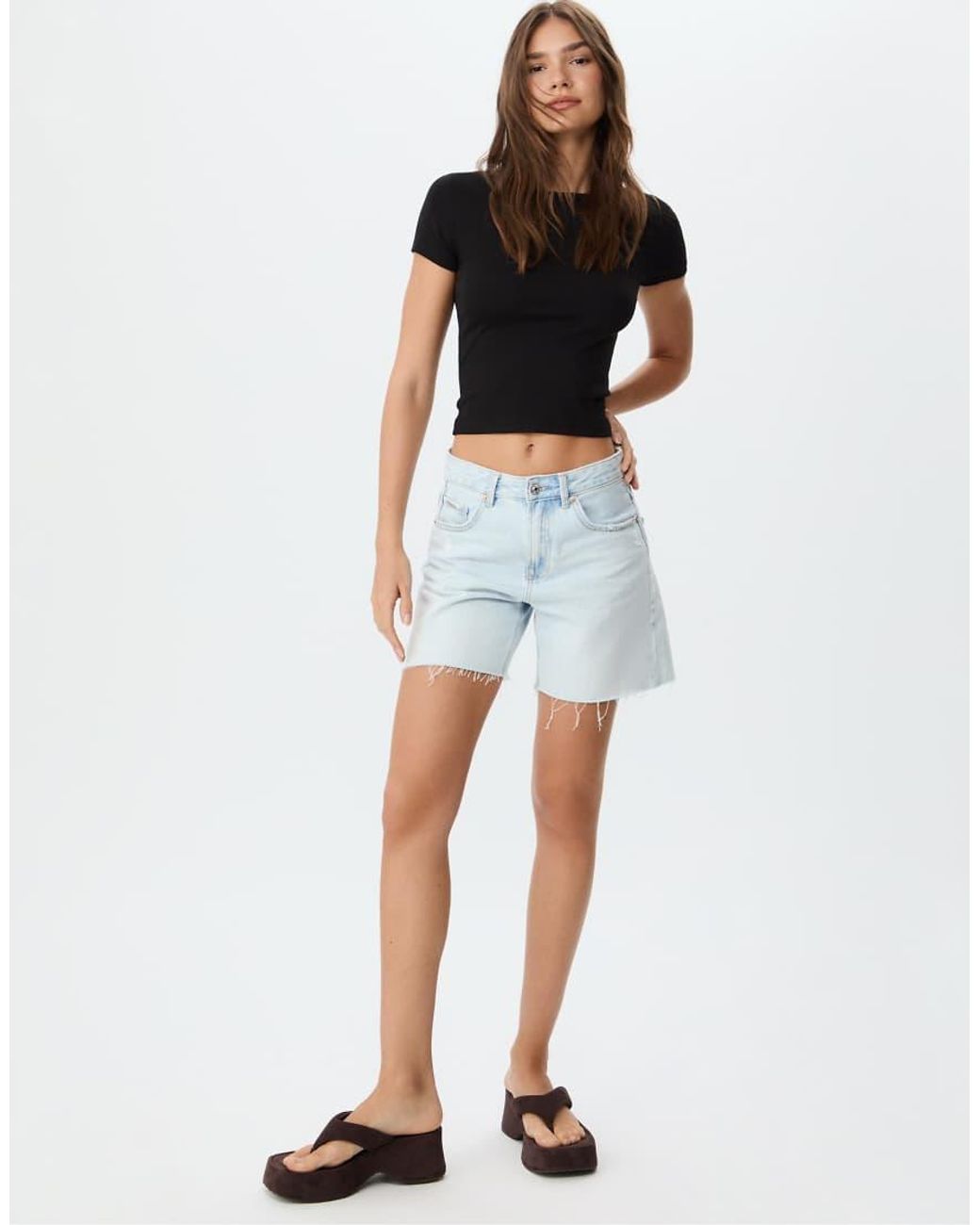 Stradivarius Black Slim Fit Basic T-Shirt