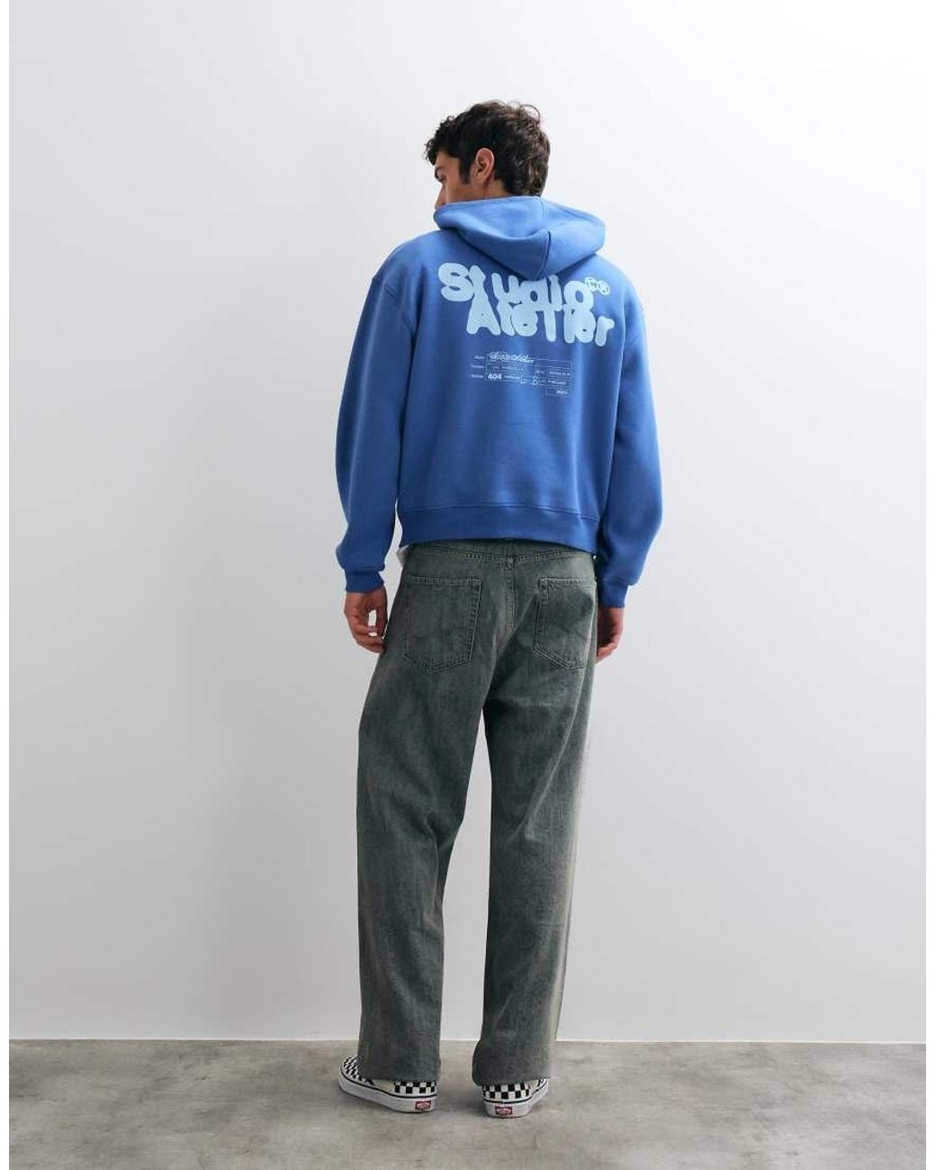 ASOS Blue Oversized Hoodie With Graphic Print for men