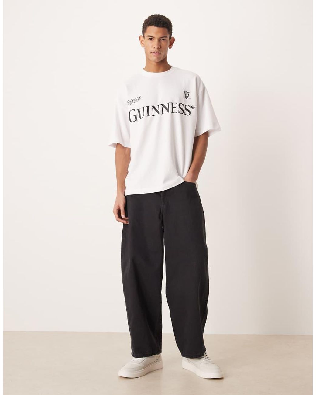ASOS White Unisex Oversized T-shirt With Guinness Prints