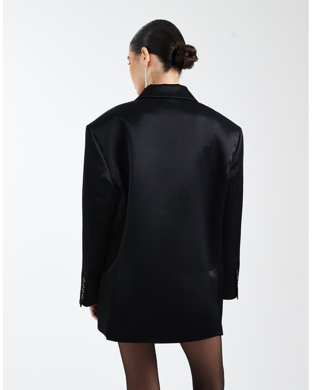 ASOS Blue Oversized Double Breasted Satin Blazer