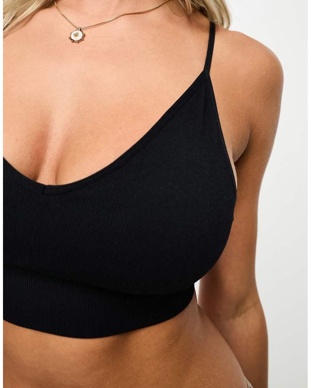 Lindex Black Seamless Rib Cami Bralette