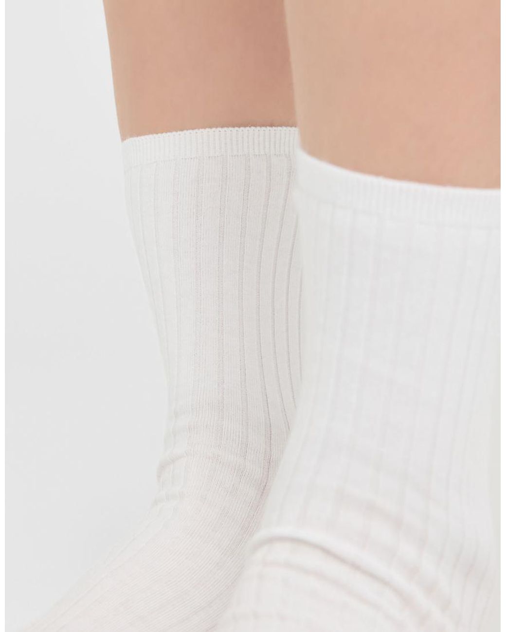 Calzedonia White Ribbed Short Socks