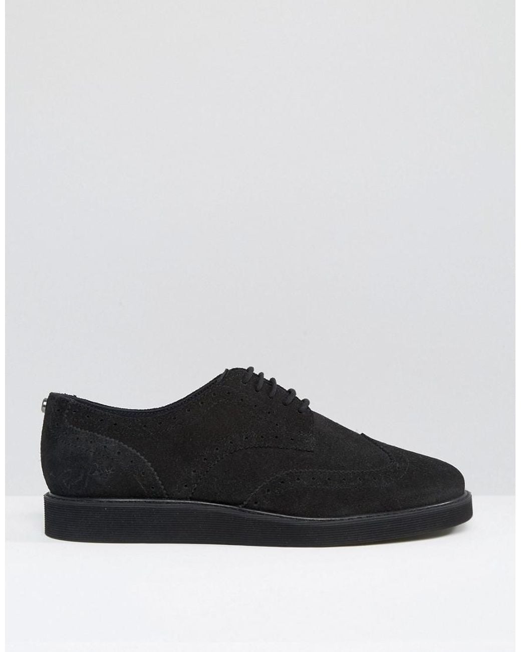 Fred Perry Newburgh Suede Brogue Derby Shoes in Black for  display picture 1