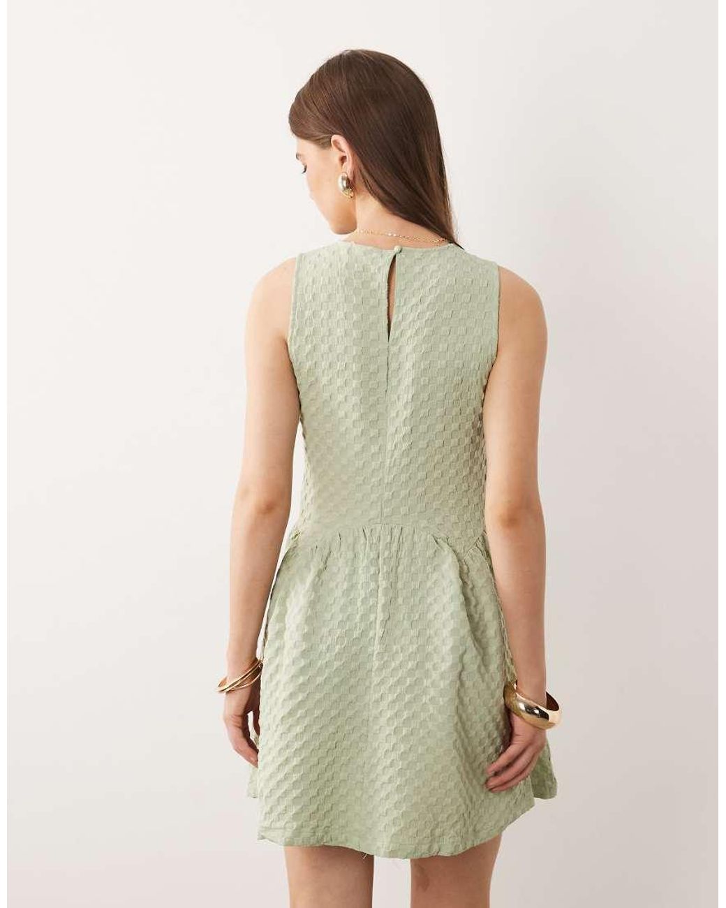 Vila Green Flippy Hem Textured Mini Dress