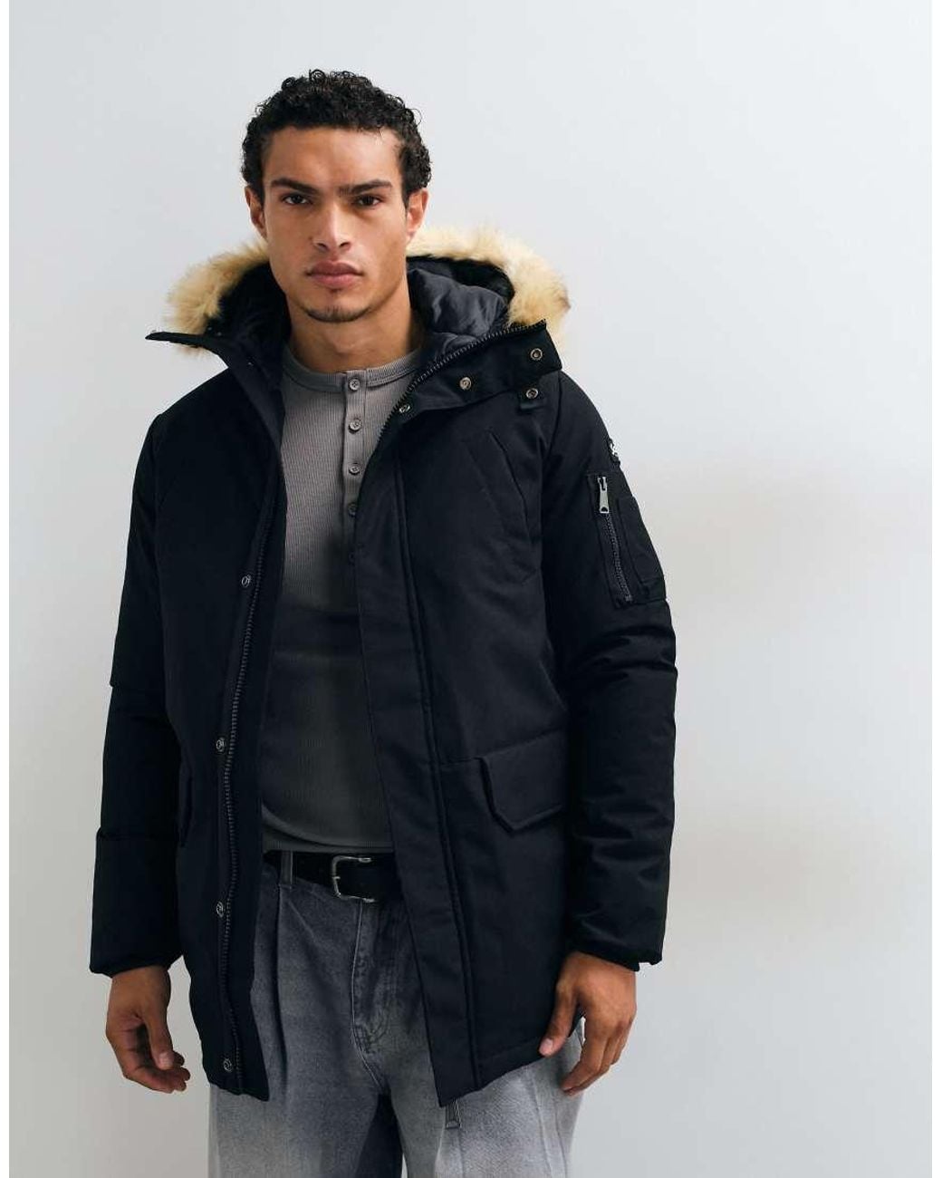 Schott Nyc Blue Padded Parka Jacket for men