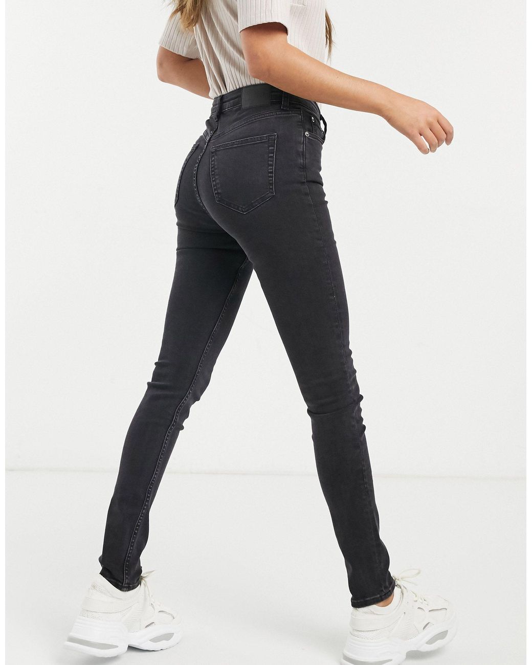 Weekday Thursday Cotton Blend High Waist Skinny Jeans in Black | Lyst