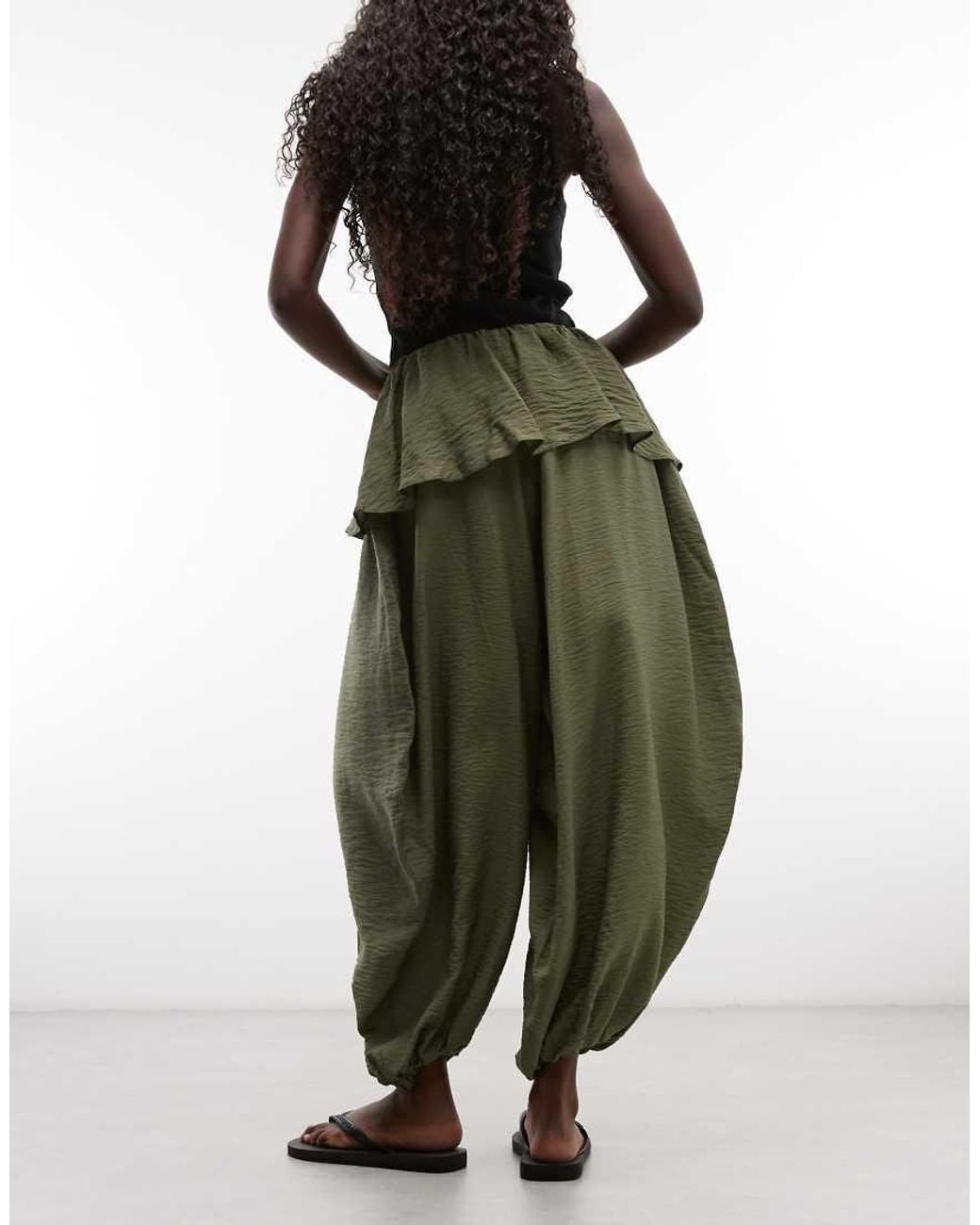 ASOS Green Skirt Detail Balloon Trousers