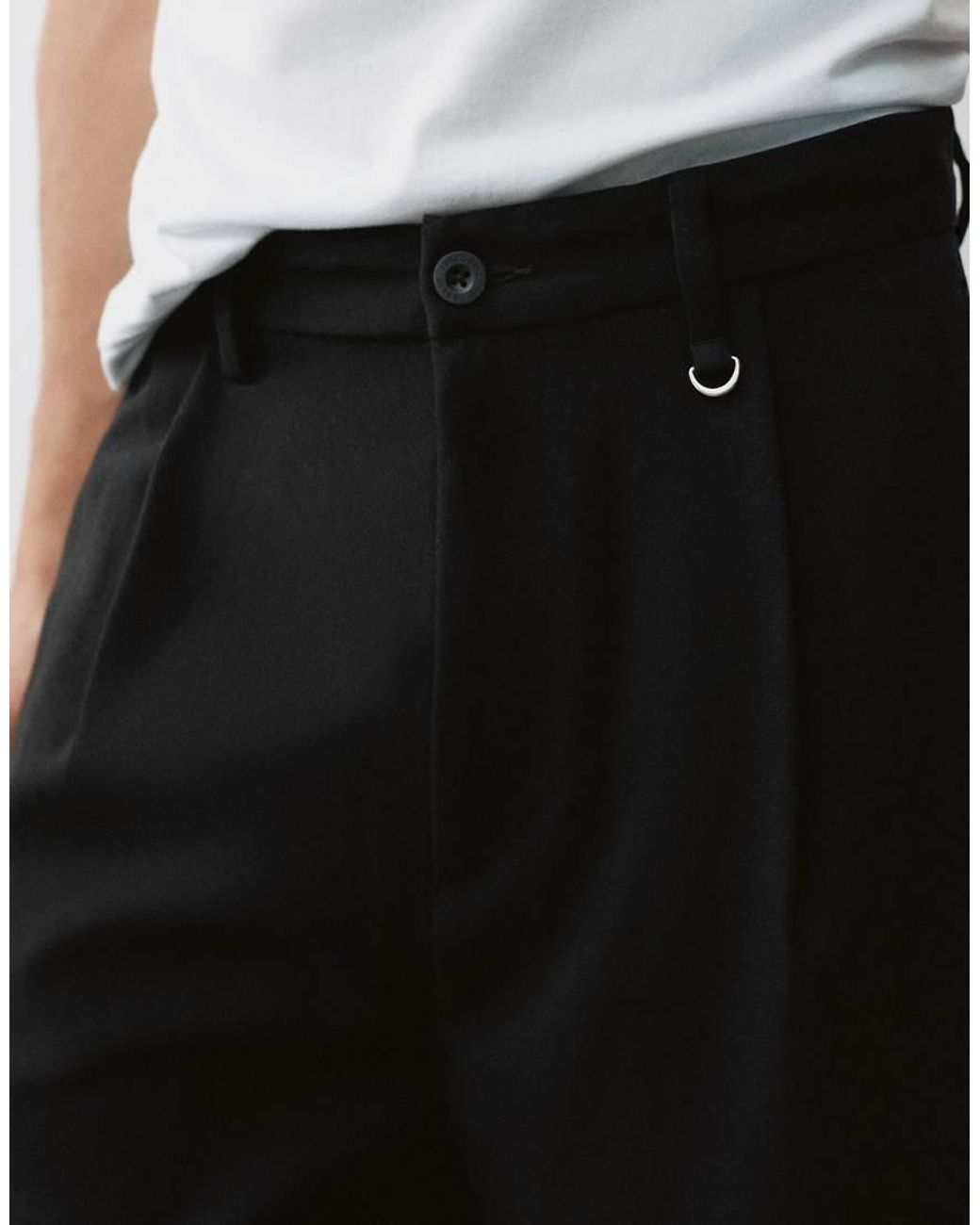 Pull&Bear White Tailored Darted Trousers for men