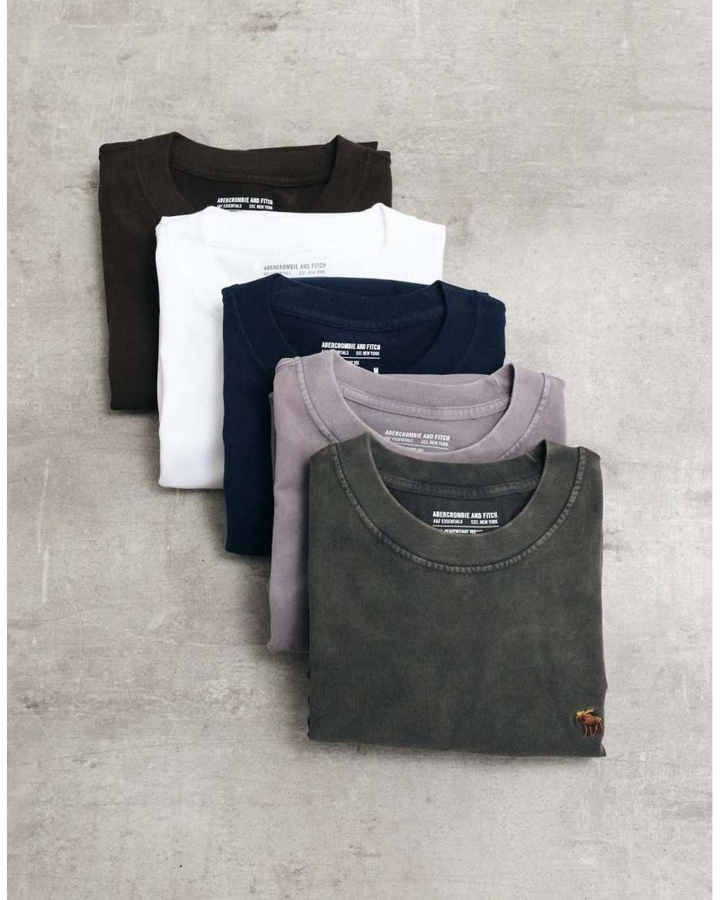 Abercrombie & Fitch Black 5 Pack Short Sleeve Premium Heavyweight T-shirts for men