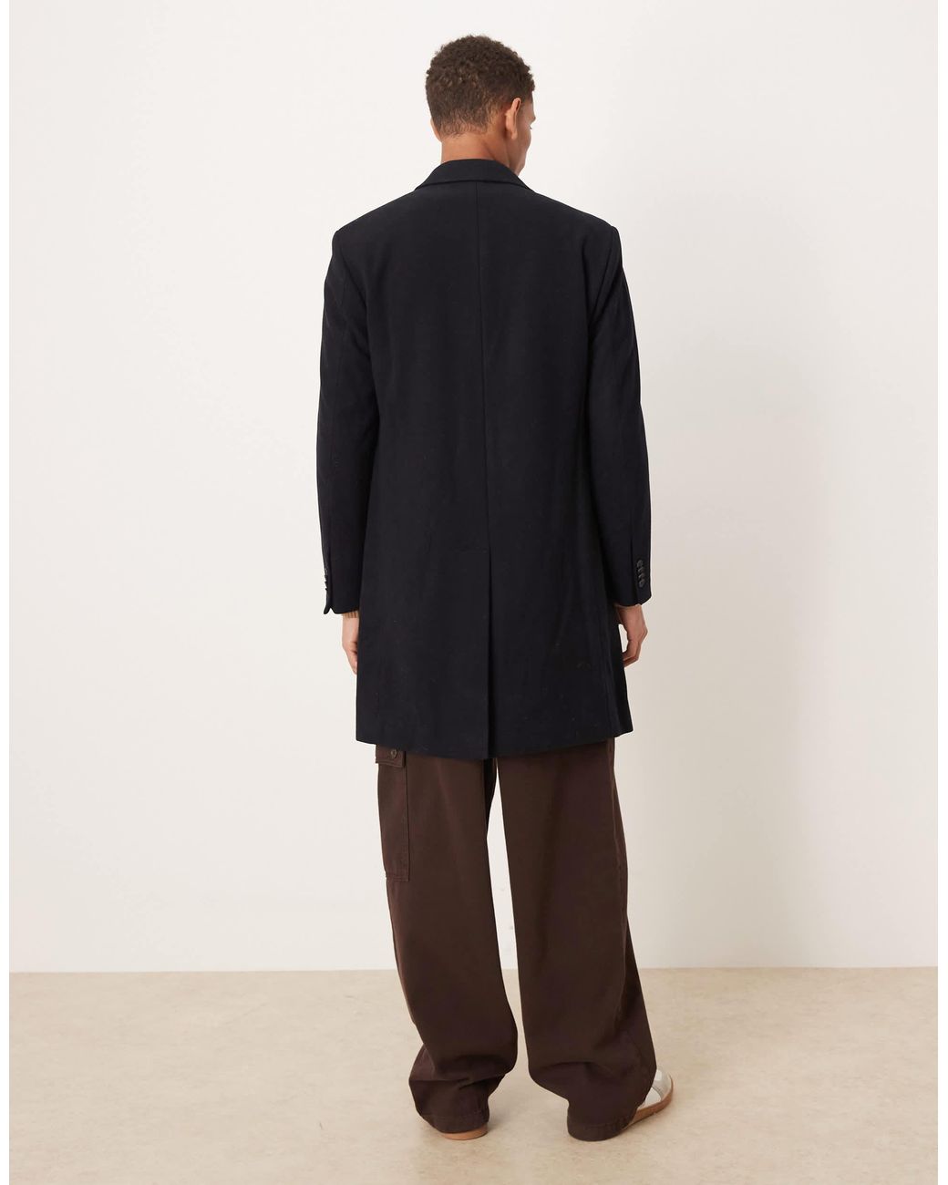Mango Blue Wool Mix Tailored Coat for men