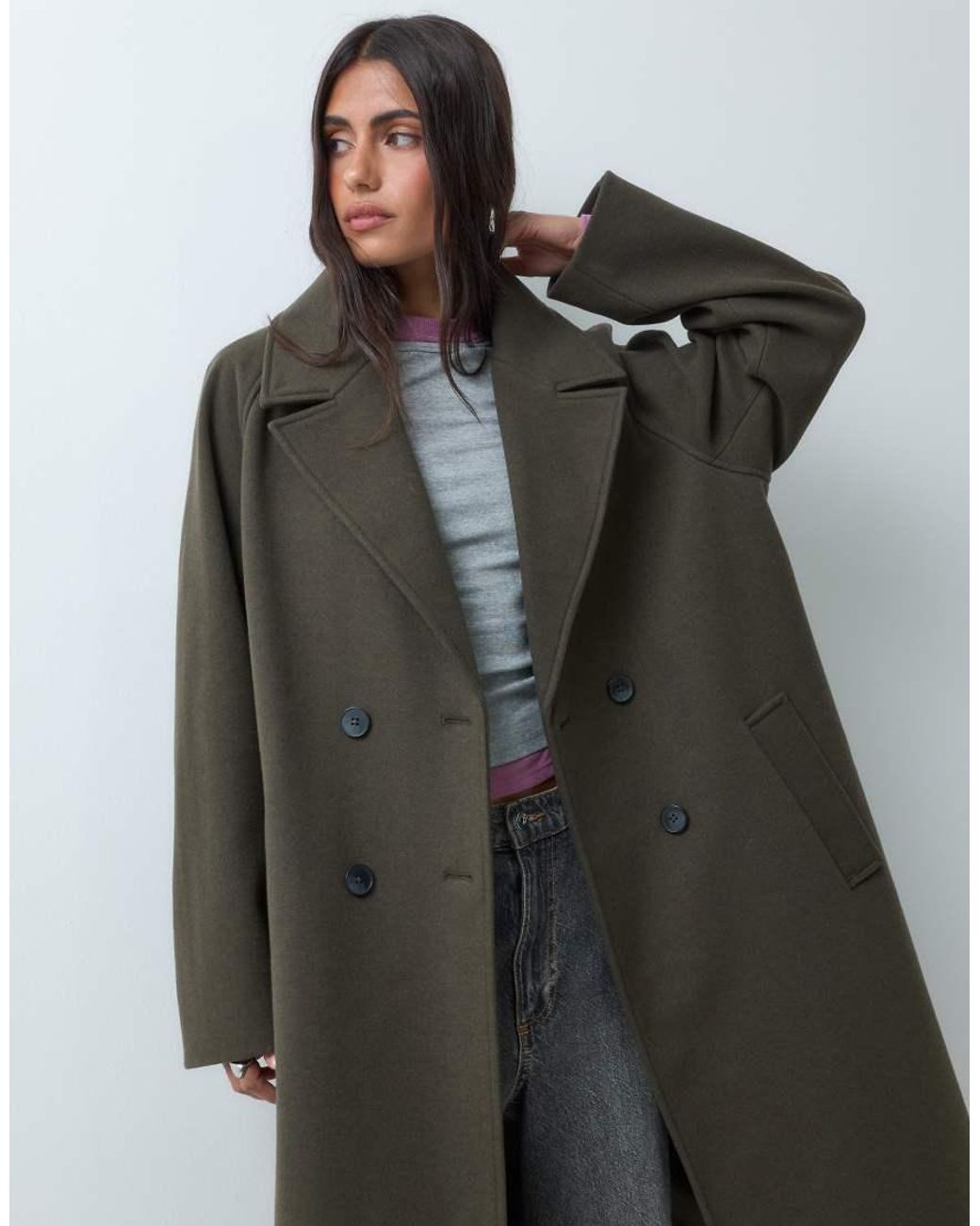 ASOS Blue Longline Double Breasted Coat