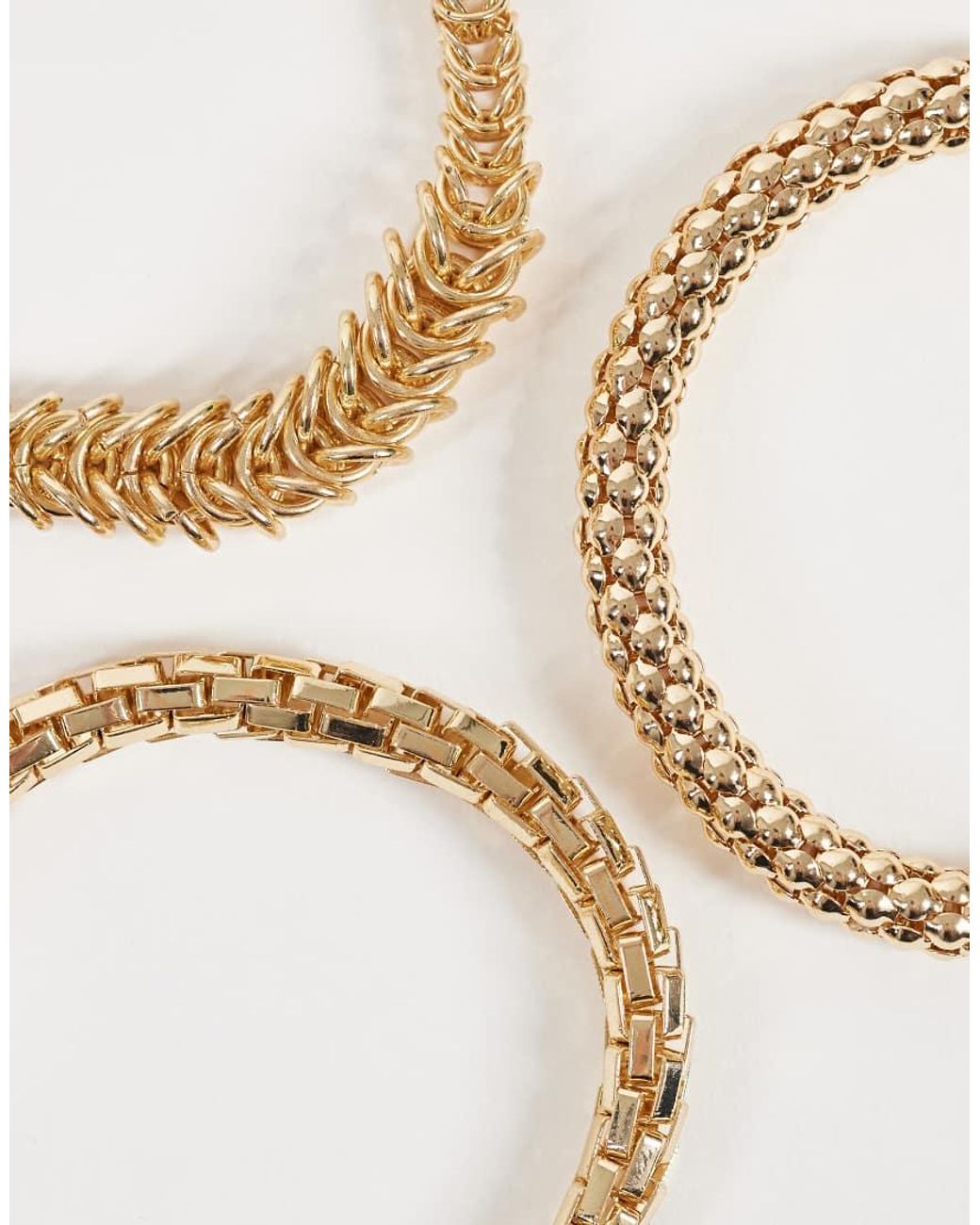 ASOS Metallic Asos Design Curve Multi-pack Of Bracelets With Mixed Chains