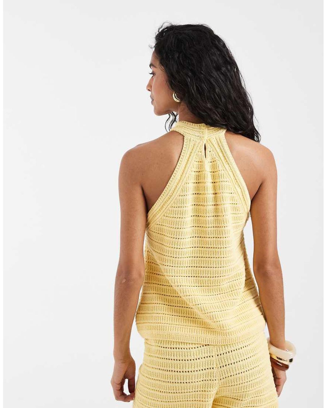 ASOS Natural Crochet Knit Halter Neck Top Co-ord