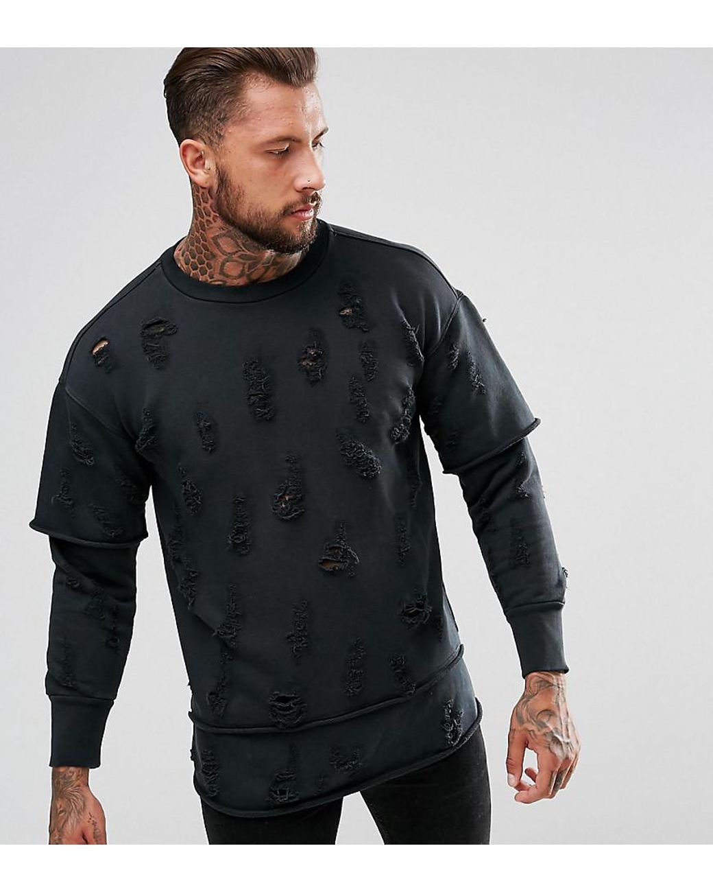 grey frayed sweater