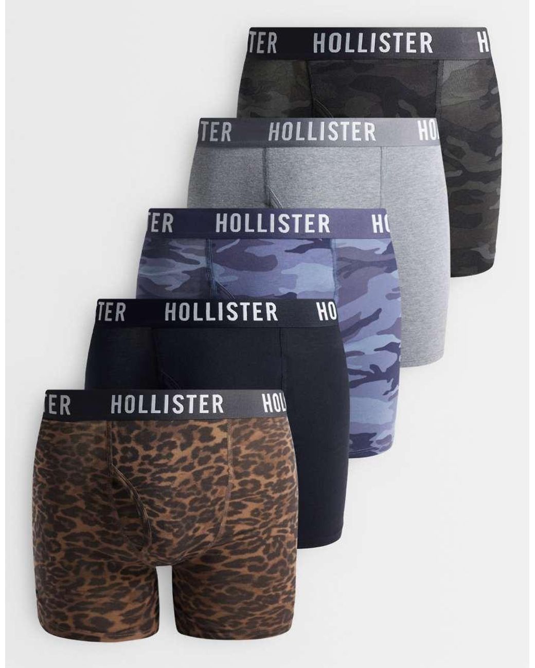 Hollister Blue 5 Pack Fly Front Boxers for men
