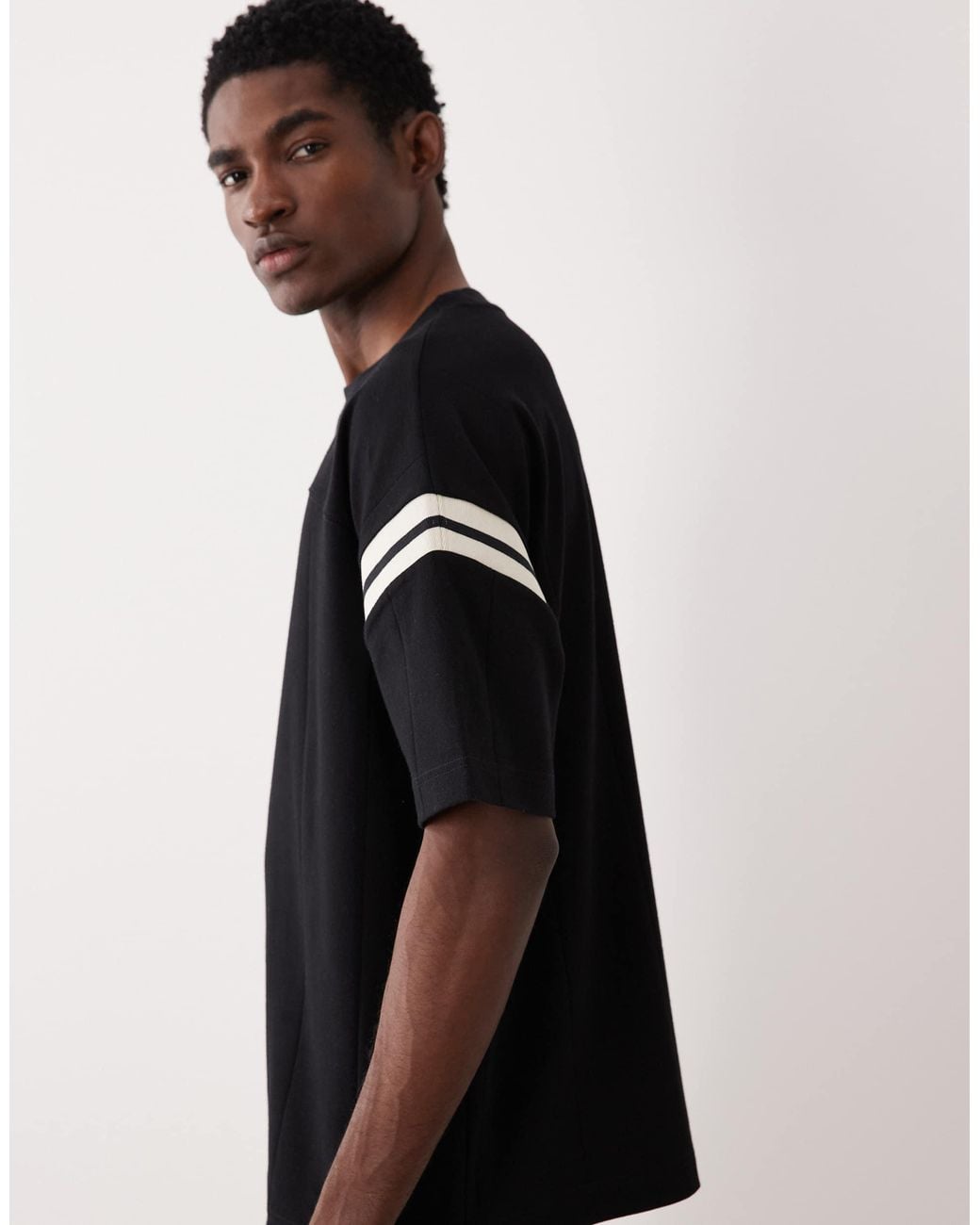 ASOS Black Boxy Oversized T-shirt With Contrast Panel for men