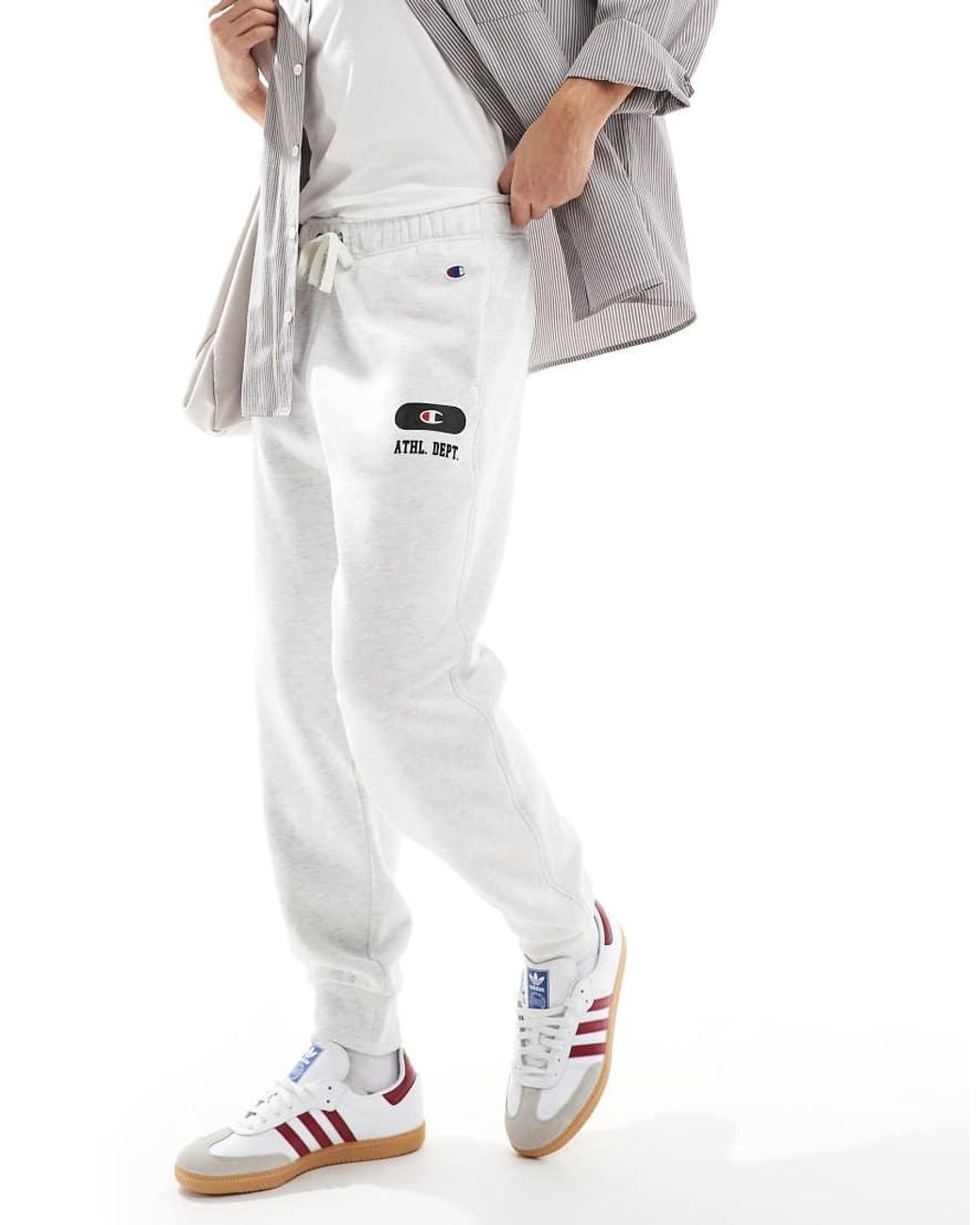 Champion Rochester Collegiate Rib Cuff Joggers in White for Men Lyst UK