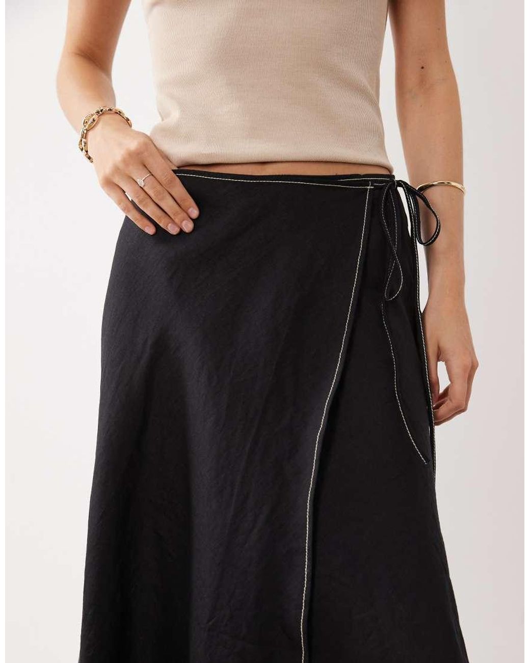 ARKET White Linen Mix Wrap Midi Skirt