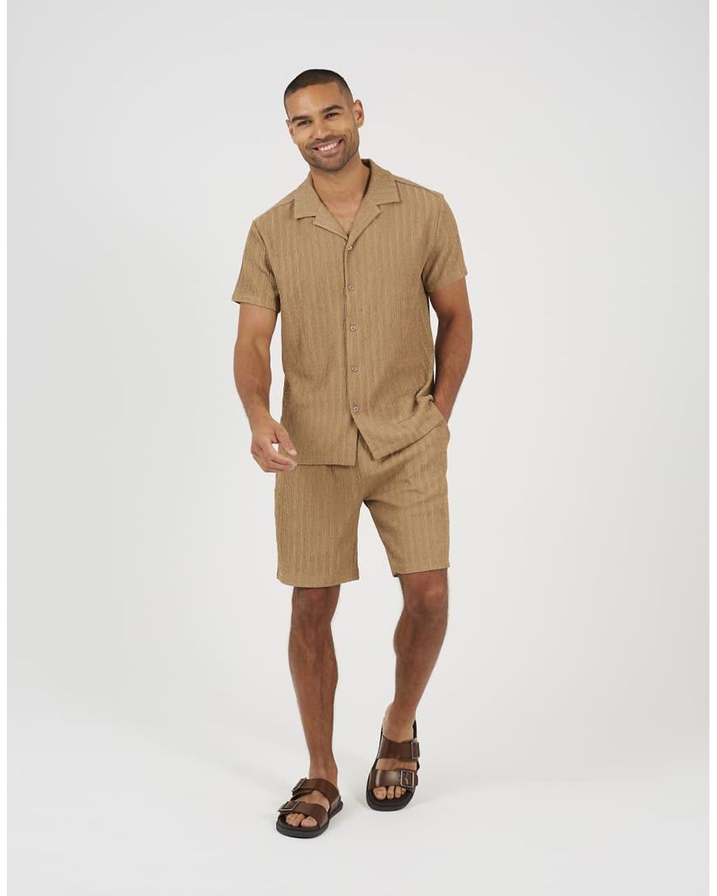 Brave Soul Natural Textured Drawcord Shorts for men