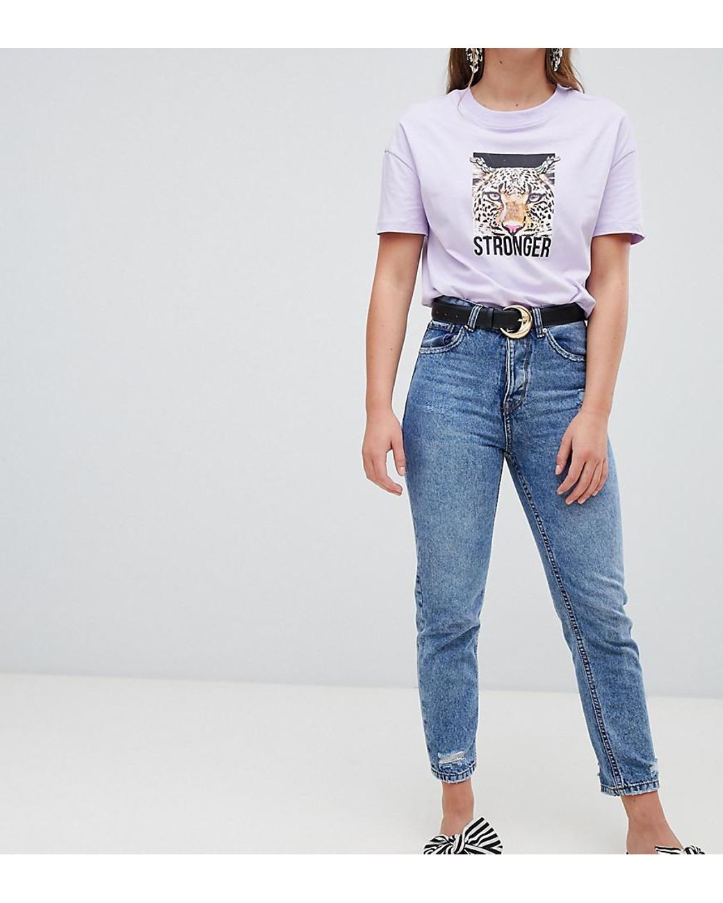 Stradivarius Denim Mom Jean in Black 