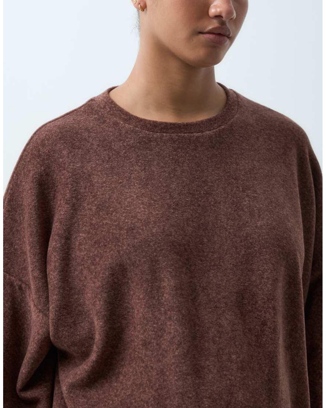 ASOS Brown Asos Design Maternity Lounge Mix & Match Lightweight Fleece Long Sleeve Slouch