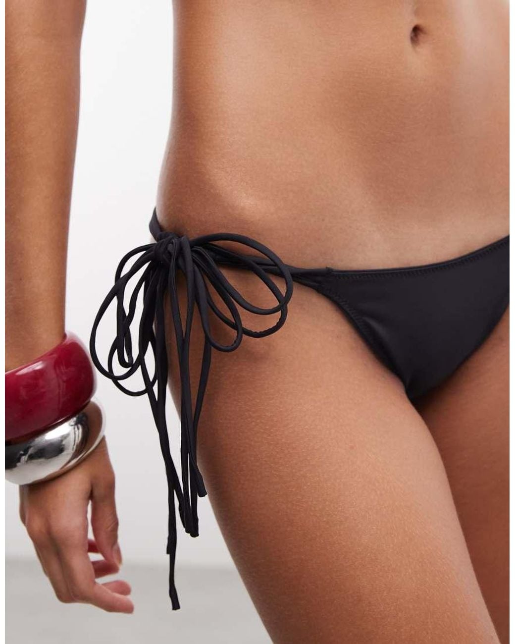 Frankie's Bikinis Black X Jennie Kim Tieside Bikini Bottom With Lattice Detail