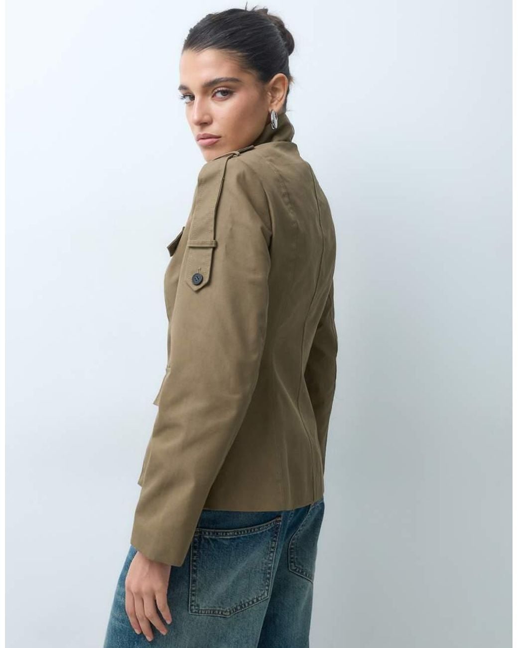 Gina Tricot Blue Shoulder Detail Cargo Jacket