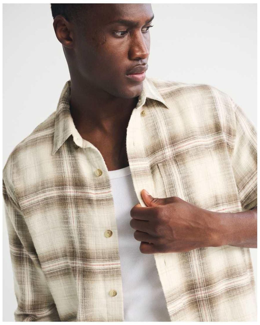 Abercrombie & Fitch Natural Vintage-Inspired Flannel Shirt for men