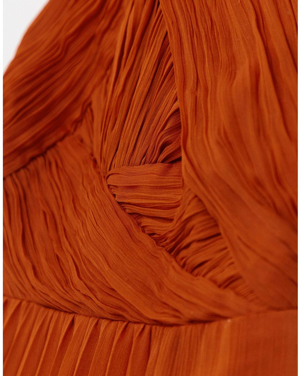 ASOS Bridesmaid Pinny Maxi Dress With Ruched Bodice in Orange | Lyst UK