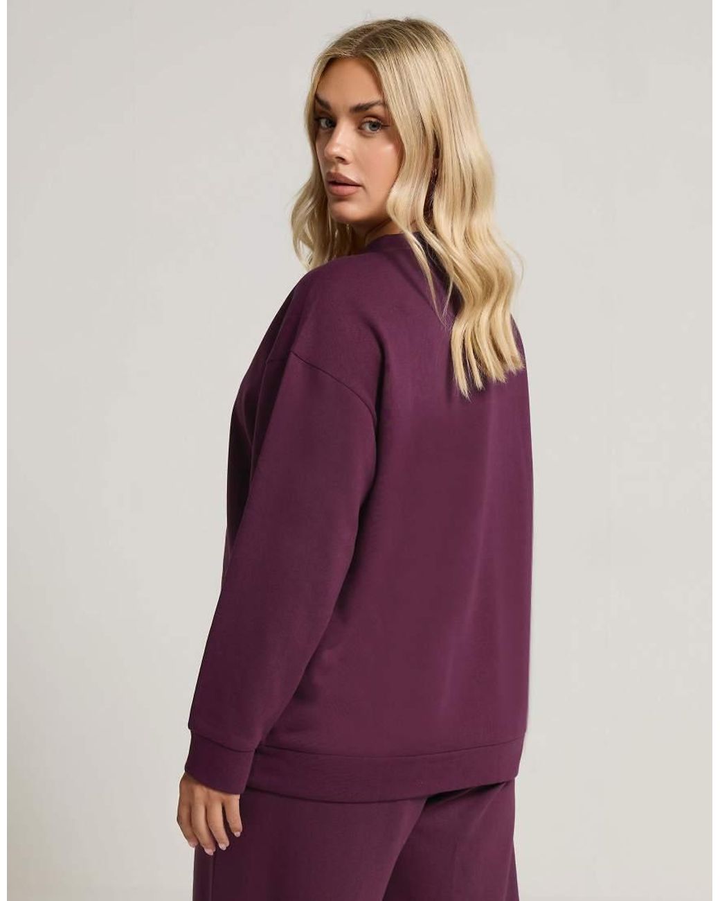 Yours Clothing Purple Jersey Button Cardigan