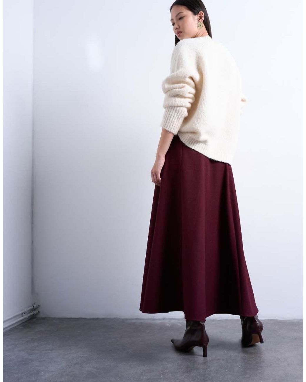 TOPSHOP White Tailored Full Circle A Line Maxi Skirt