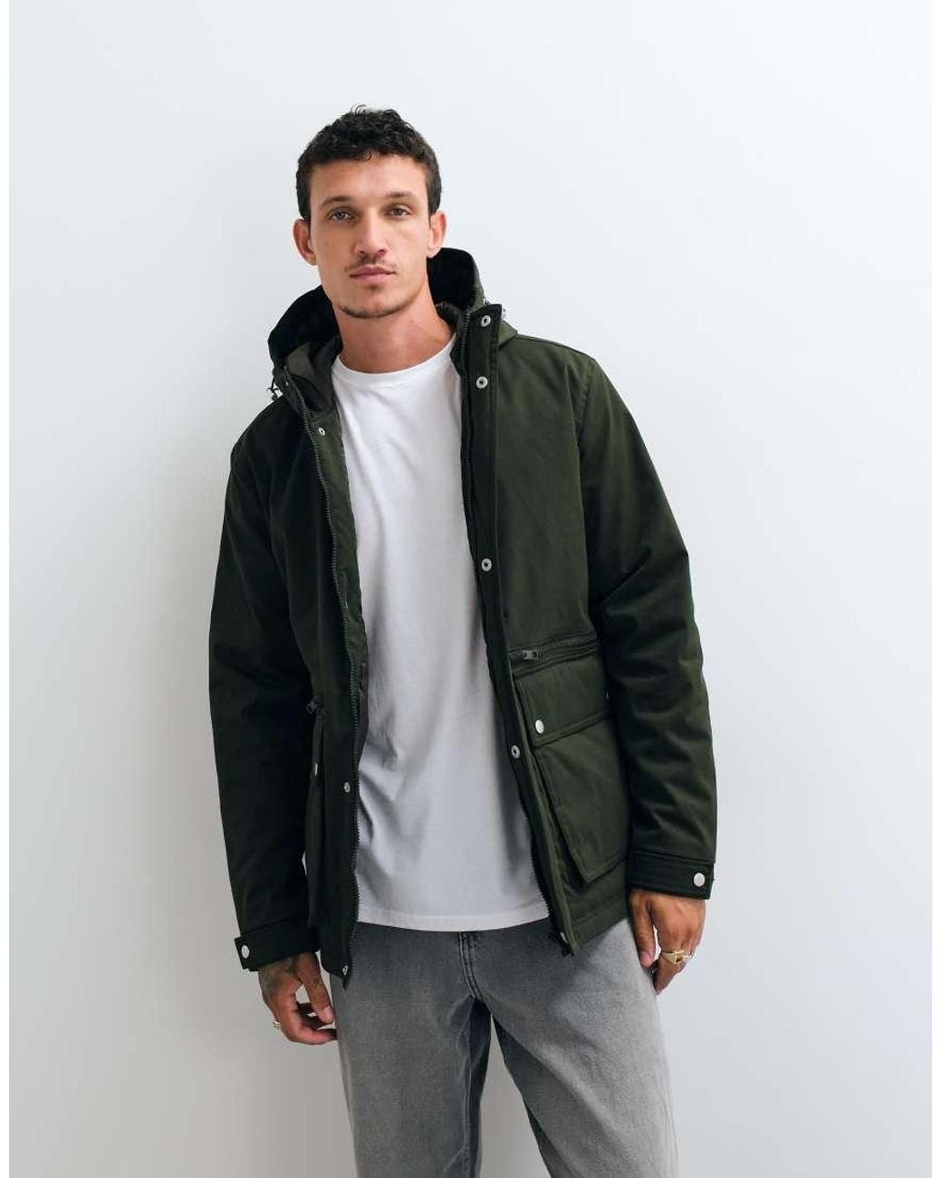 Jack & Jones Green Hooded Parka Jacket for men
