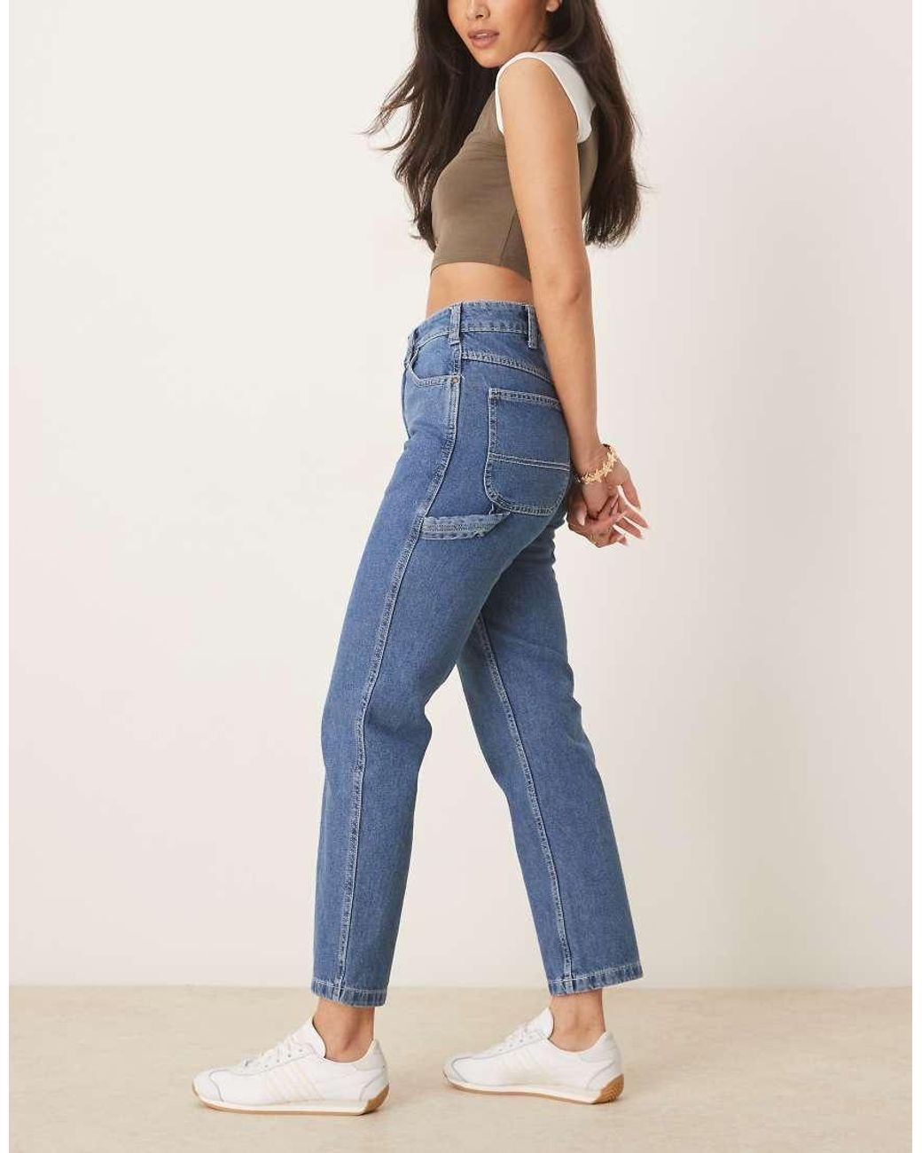 Dickies Blue Ellendale Mid Rise Straight Fit Denim Mom Jeans