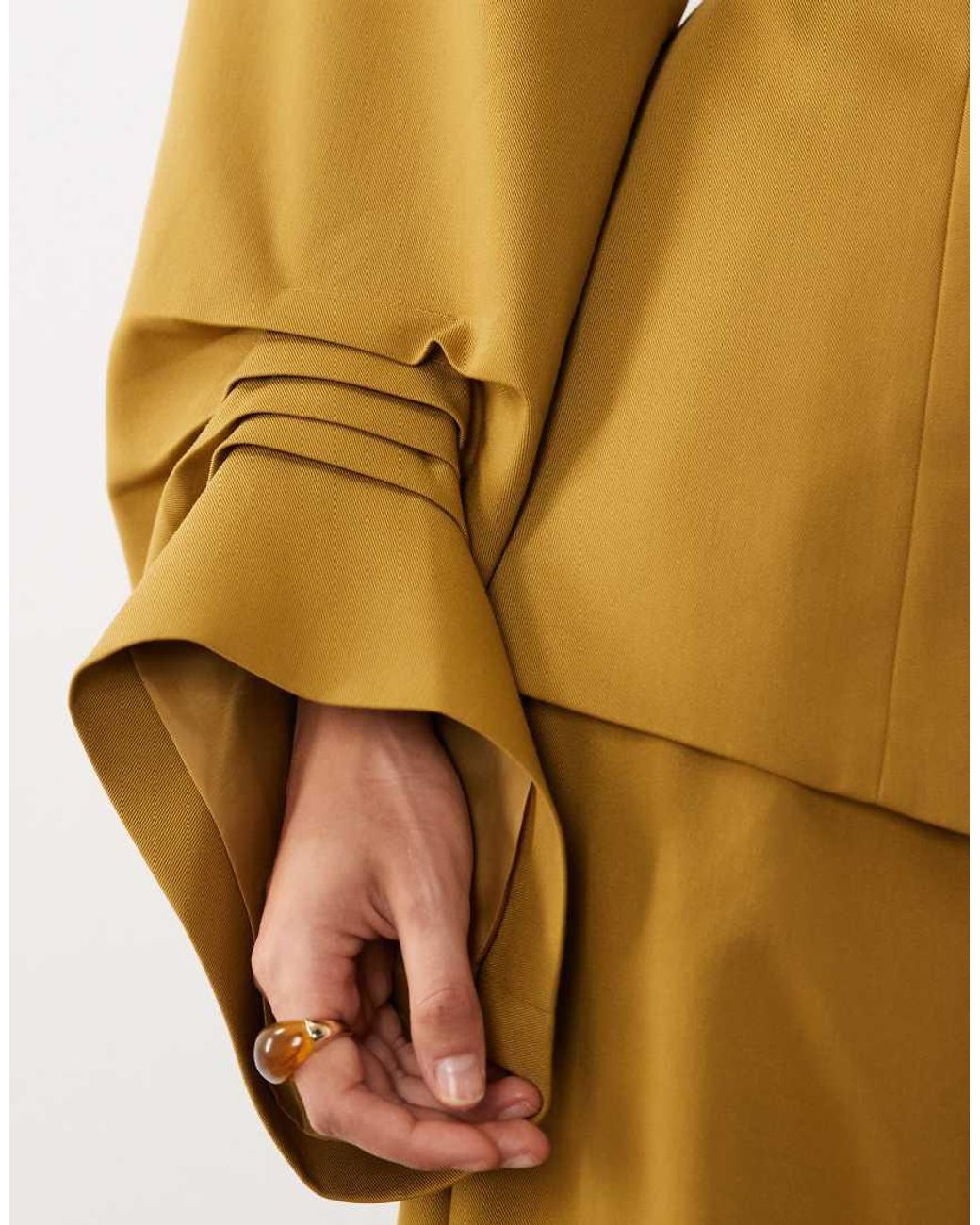 ASOS Natural Blazer With Pleated Sleeve Detail