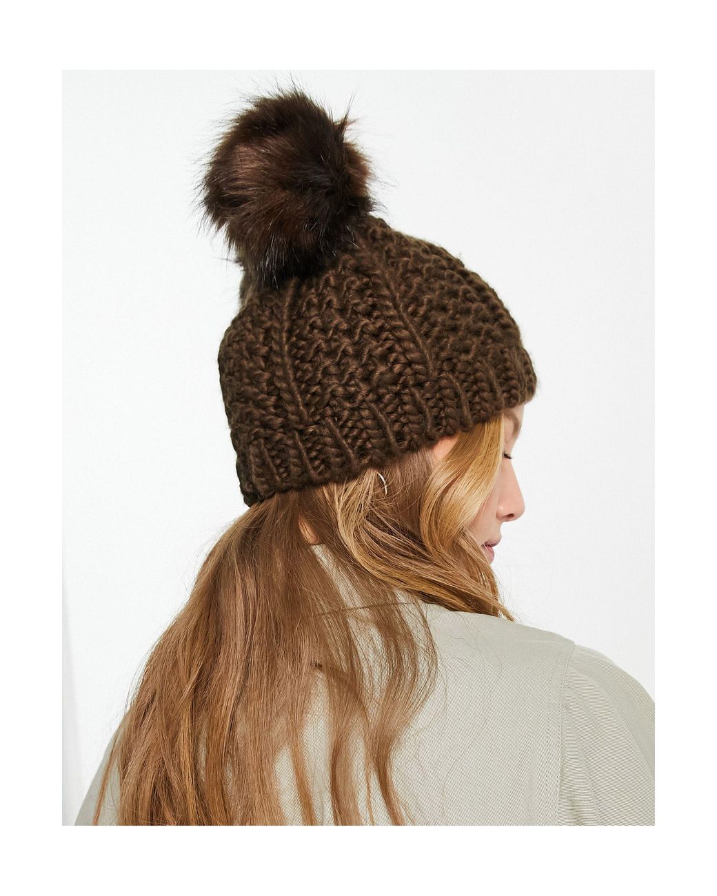 Double Pom Pom Cable Knit Beanie 