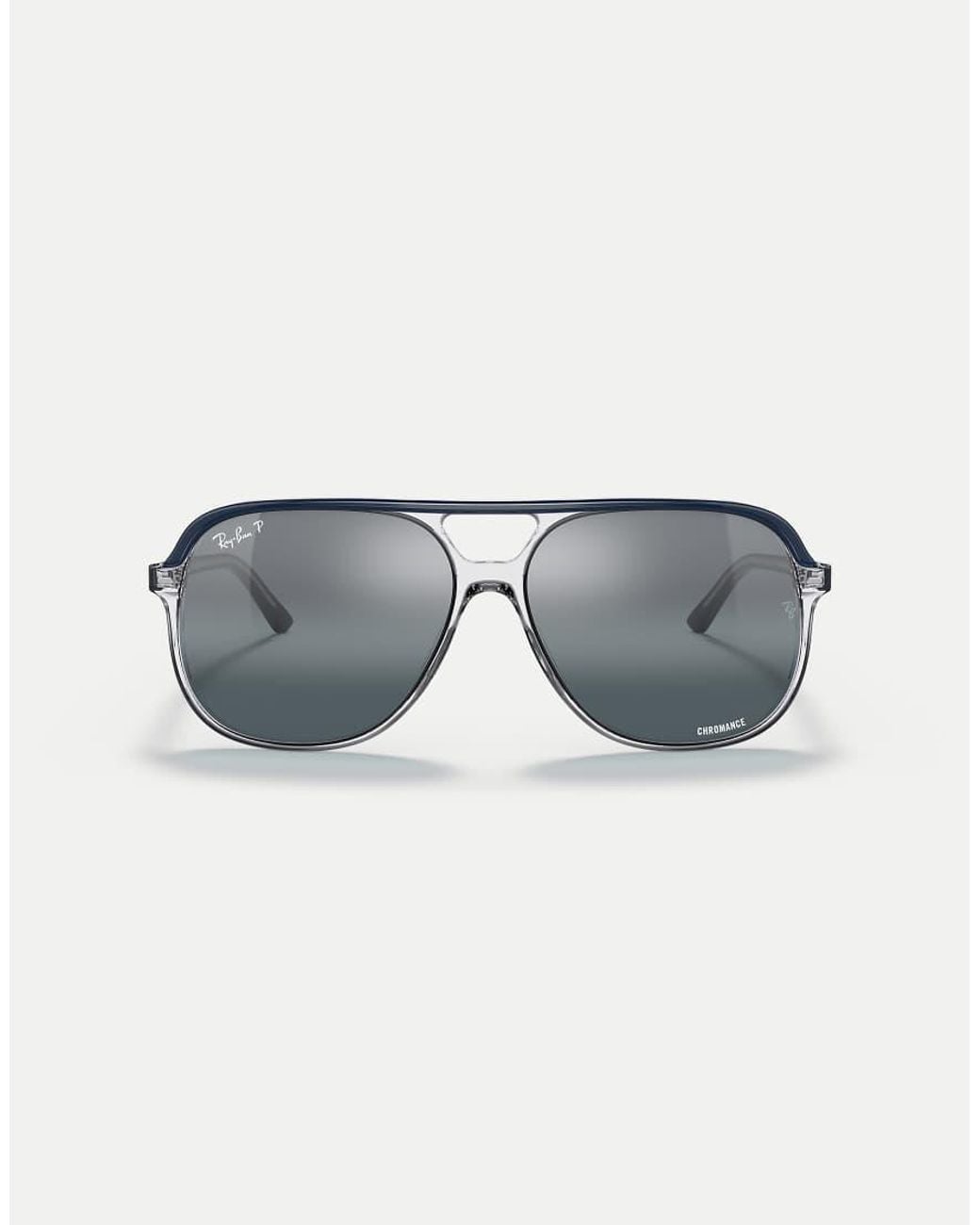 Ray-Ban Blue Bill Square Polarised Sunglasses With Transparent Mirrored Lens