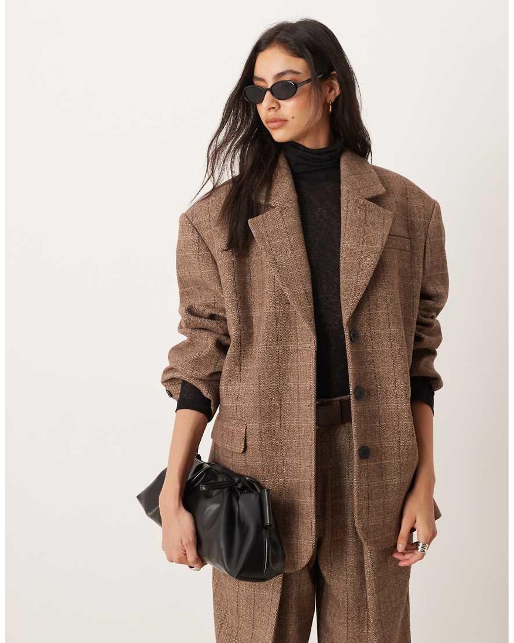 ASOS Brown Tailored Wool Blend Oversized Double Breasted Blazer