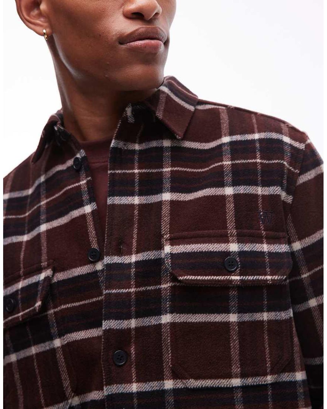 DOUBLE A by WOOD WOOD Red Clay Wool-mix Overshirt for men