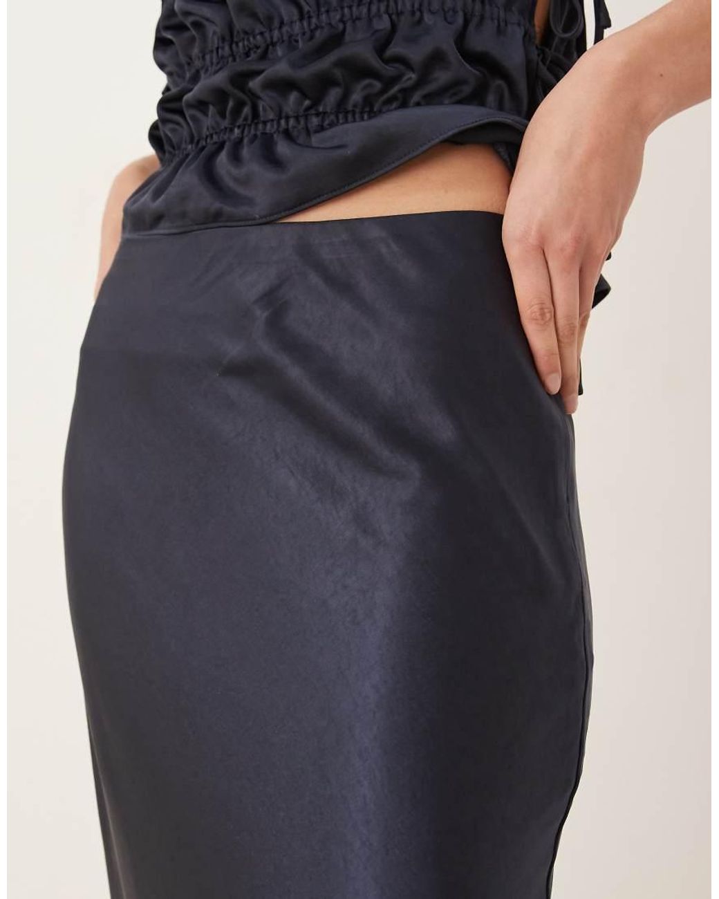Nia Blue Ravello Co-Ord Satin Midaxi Skirt