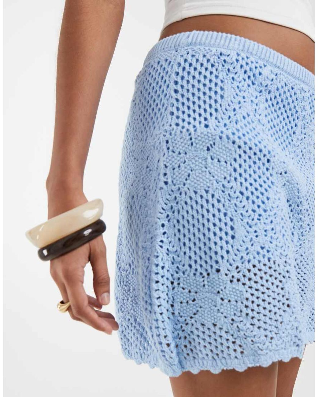 Gap Blue Pointelle Light Knit Mini Skirt
