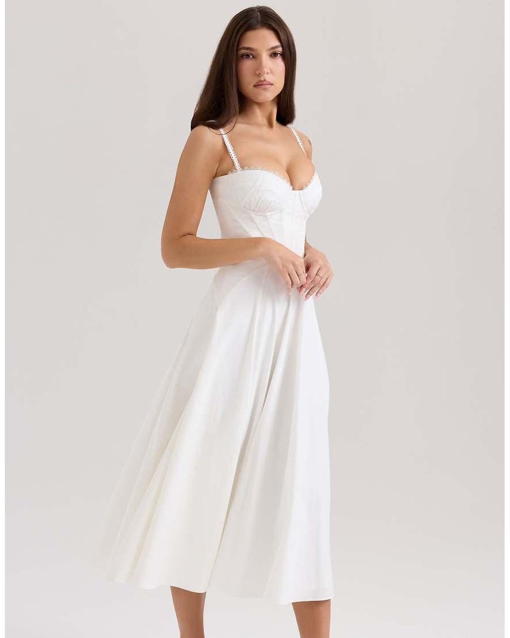 House Of Cb White Steffani Cotton Midi Sundress