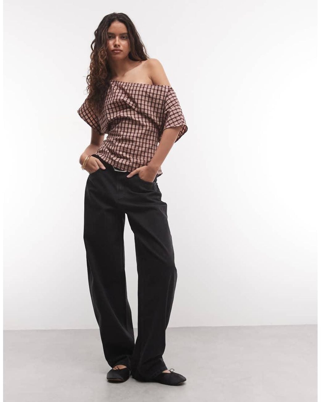 Collusion Pink Tie Back Off The Shoulder Woven Top